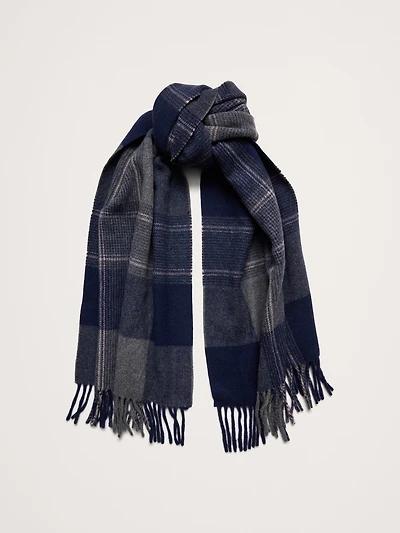 Plaid Wool-Blend Scarf