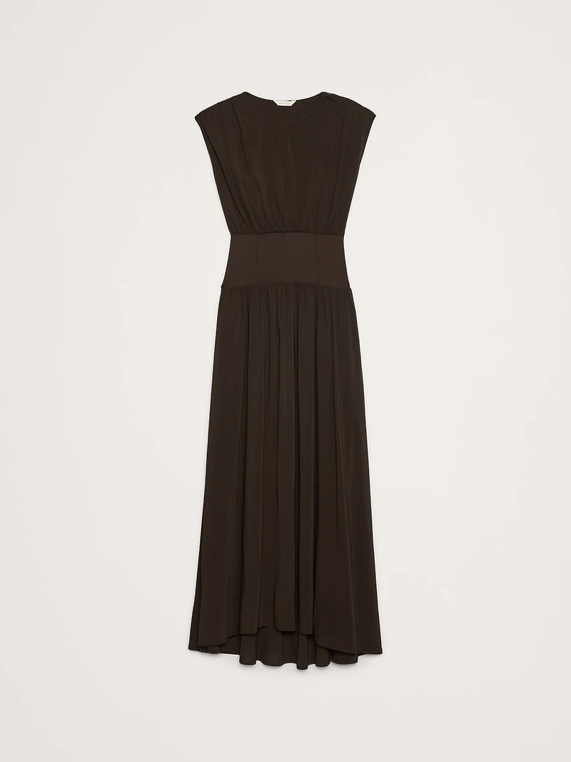 Stretch-Crepe Drop-Waist Maxi Dress