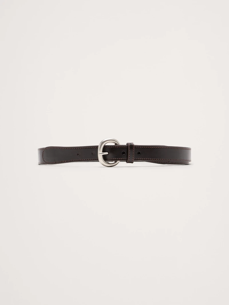 Topstitch Leather Tapered Belt