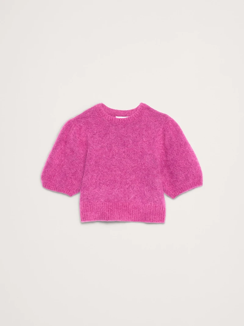 Fuzzy Alpaca-Blend Puff-Sleeve Sweater