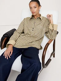 Oversized Cotton Poplin Banker Shirt