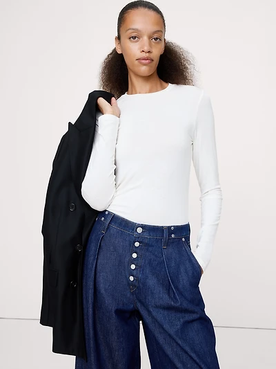 Luxe Wool-Blend Crew-Neck T-Shirt