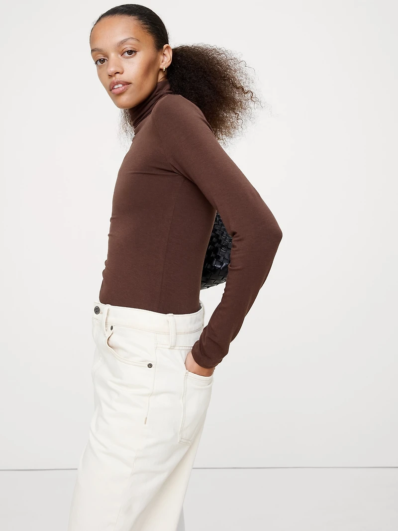 Luxe Wool-Blend Turtleneck T-Shirt