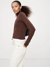 Luxe Wool-Blend Turtleneck T-Shirt