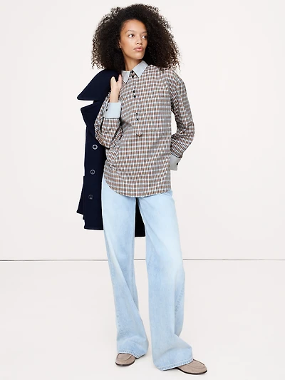 Oversized Cotton Poplin Banker Shirt