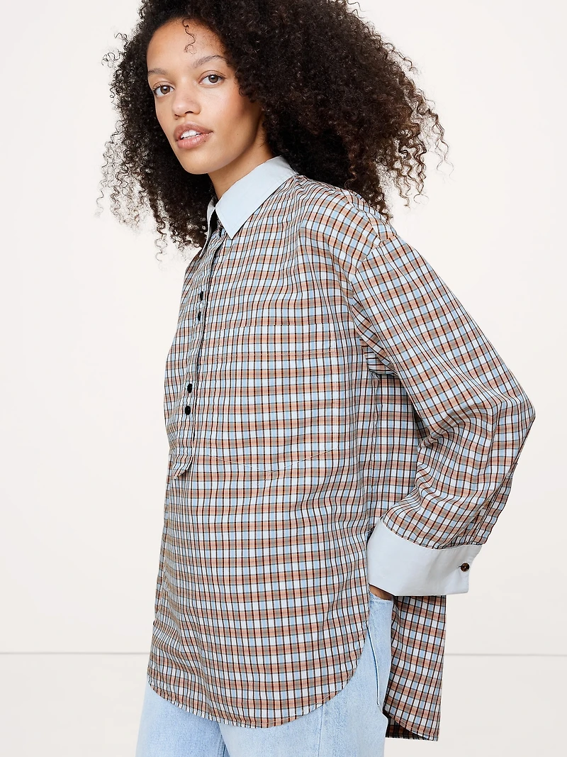 Oversized Cotton Poplin Banker Shirt