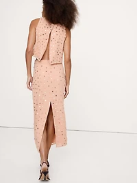 Embellished Chiffon Midi Skirt