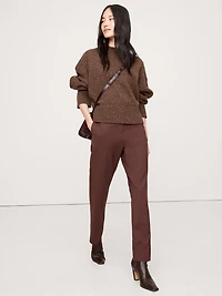 High-Rise Slim Italian Wool Ankle Pant