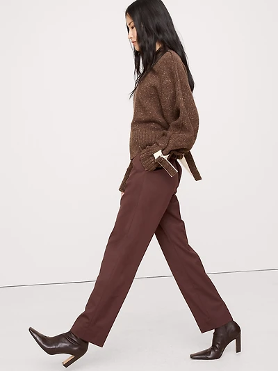 High-Rise Slim Italian Wool Ankle Pant