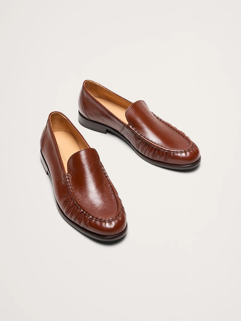 Leather Moc-Toe Loafer