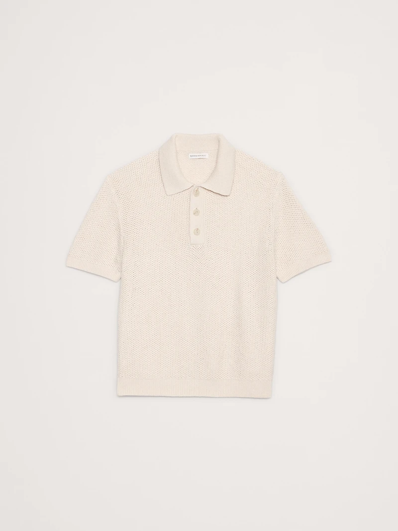 Cotton Honeycomb Sweater Polo