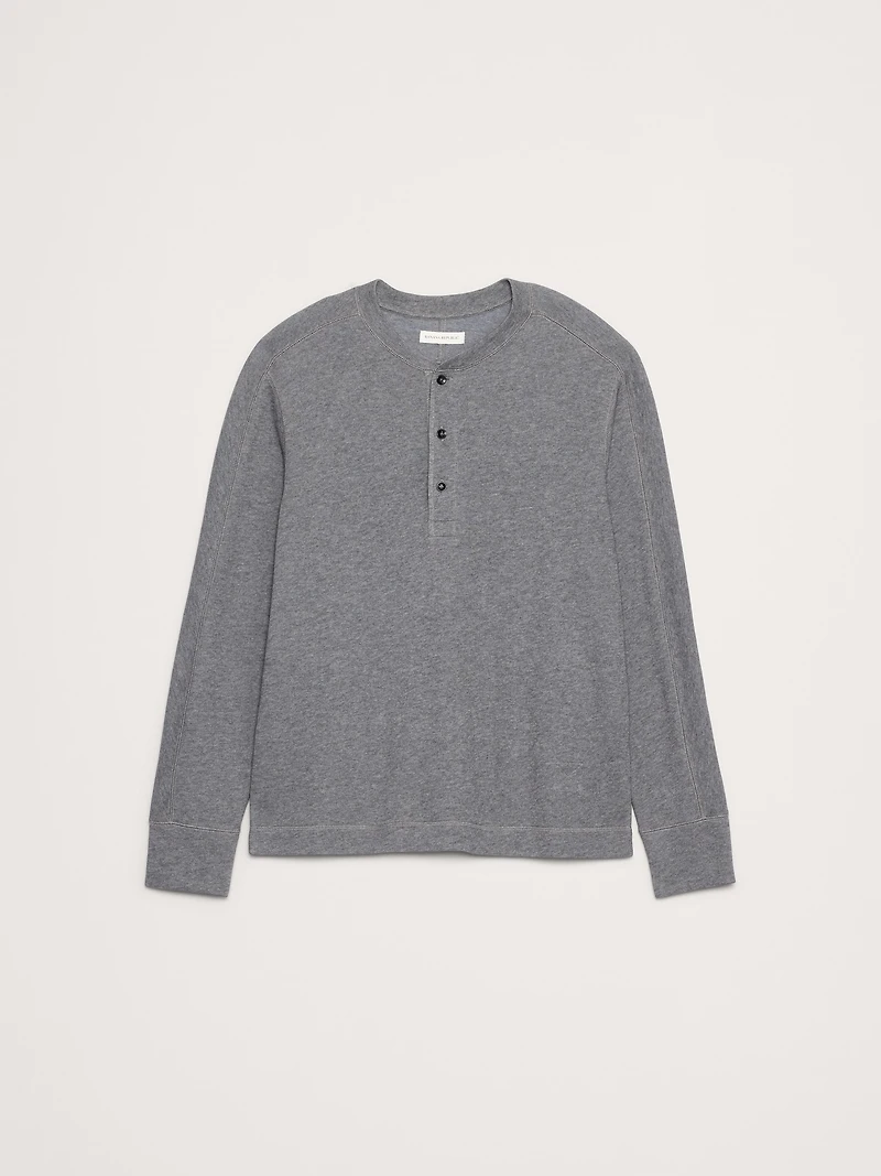 Slub Double-Knit Henley T-Shirt