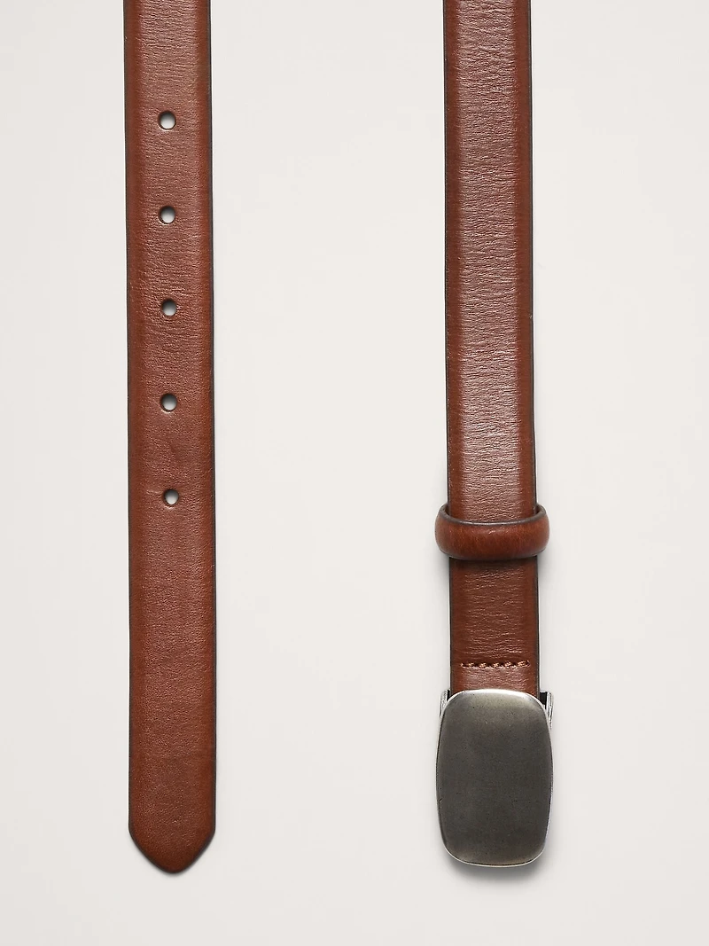 Leather Plaque-Buckle Belt