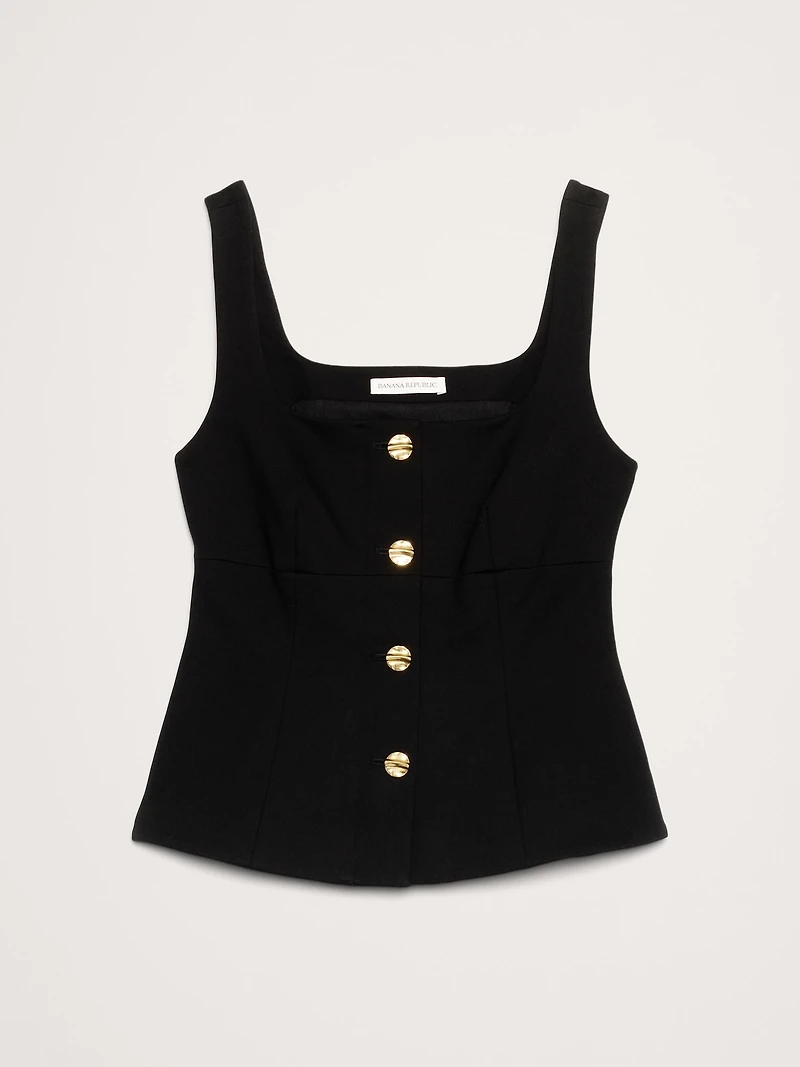 Everywhere Ponte Square-Neck Peplum Top