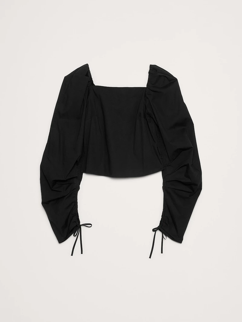 Stretch-Cotton Square-Neck Top