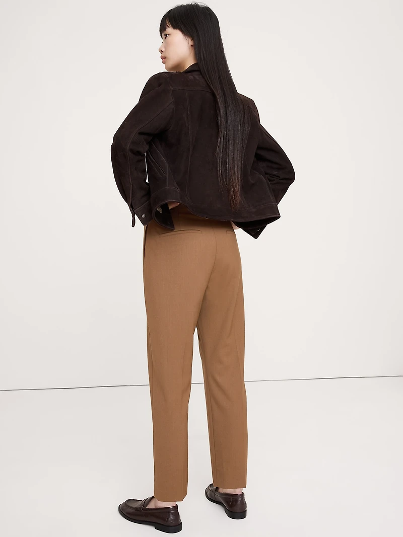 High-Rise Slim Italian Wool Ankle Pant