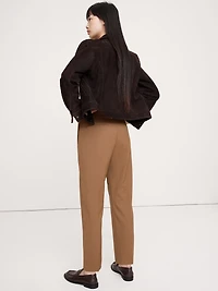 High-Rise Slim Italian Wool Ankle Pant
