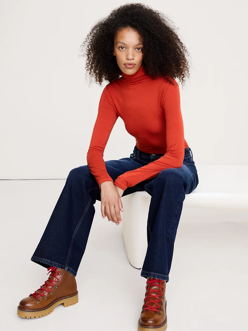 Luxe Wool-Blend Turtleneck T-Shirt