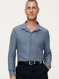 Herringbone Cotton Long-Sleeve Resort Shirt