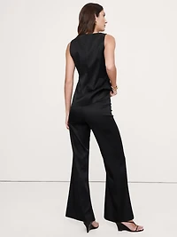 Mid-Rise Kick-Flare Satin Ankle Pant