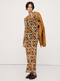Printed Mesh Maxi Dress