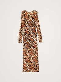 Printed Mesh Maxi Dress