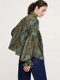 Cotton Balloon-Sleeve Shirt