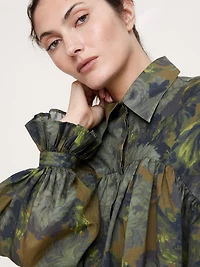 Cotton Balloon-Sleeve Shirt