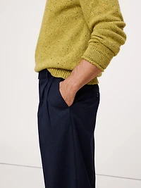 Straight Pleated Twill Dress Pant