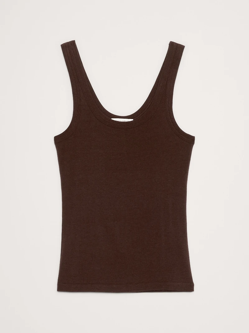 Sheer Lyocell-Wool Scoop-Neck Tank
