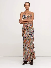 Georgette Cowl-Neck Maxi Dress