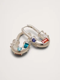 Rhinestone Lock Earrings