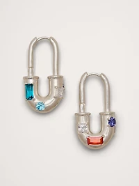 Rhinestone Lock Earrings