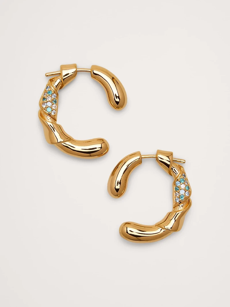 Rhinestone Ribbon Hoop Earrings