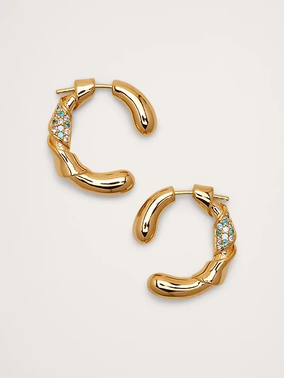Rhinestone Ribbon Hoop Earrings