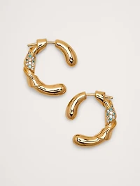 Rhinestone Ribbon Hoop Earrings