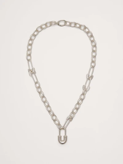 Rhinestone Safety Pin Chain Necklace