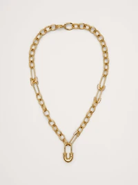 Rhinestone Safety Pin Chain Necklace