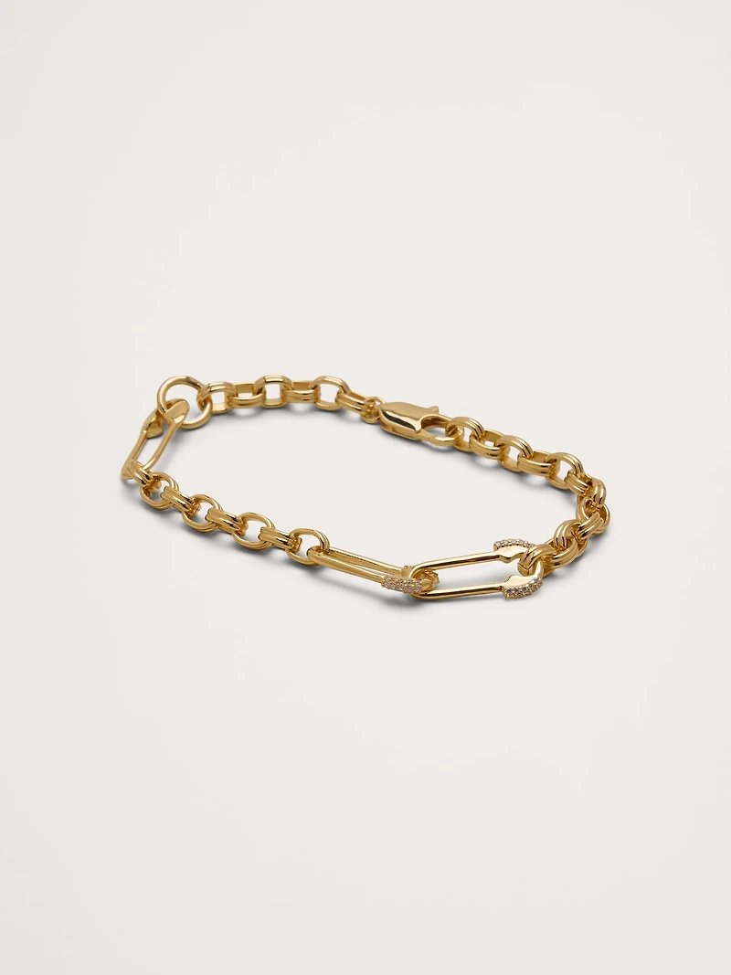 Rhinestone Safety Pin Bracelet