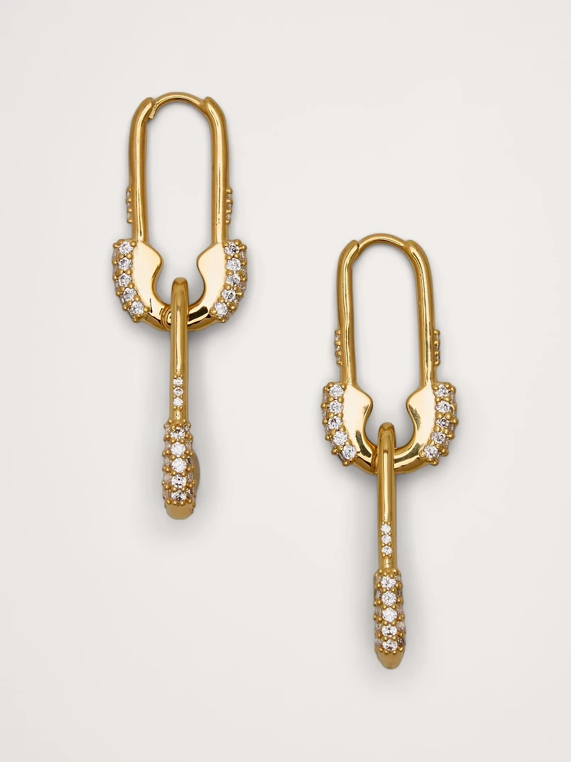 Rhinestone Safety Pin Earrings