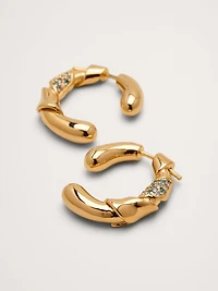 Rhinestone Ribbon Hoop Earrings