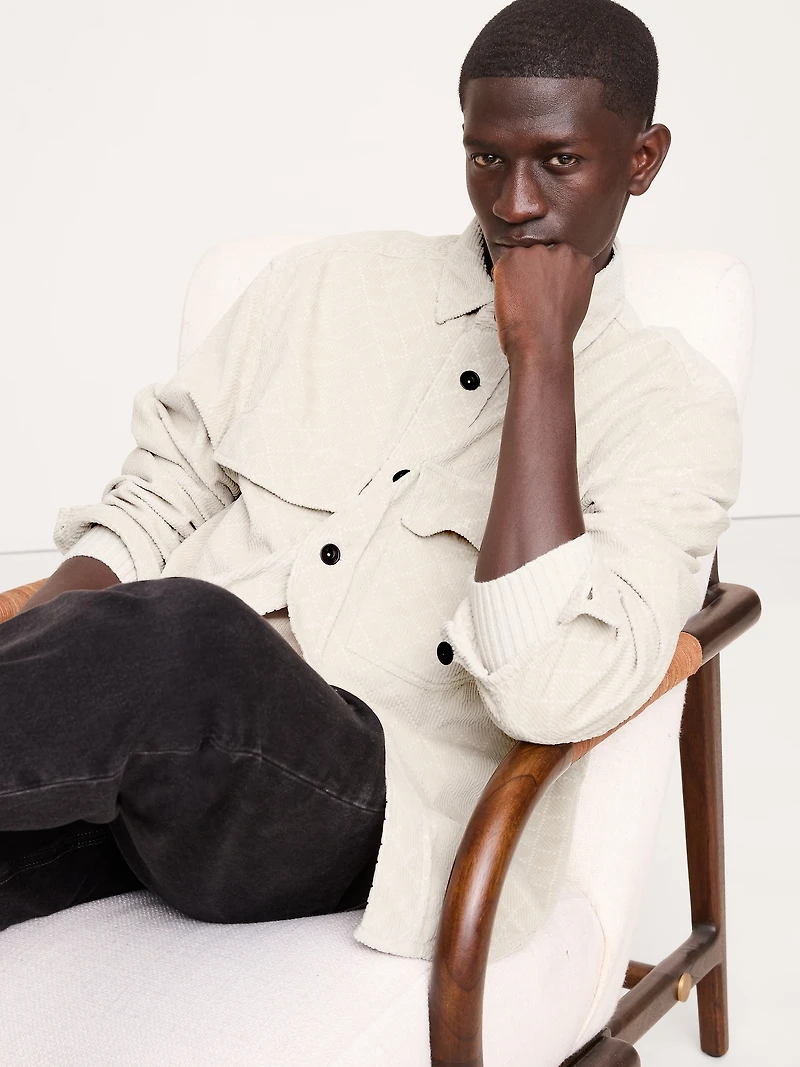 Loose-Fit Diamond Corduroy Overshirt