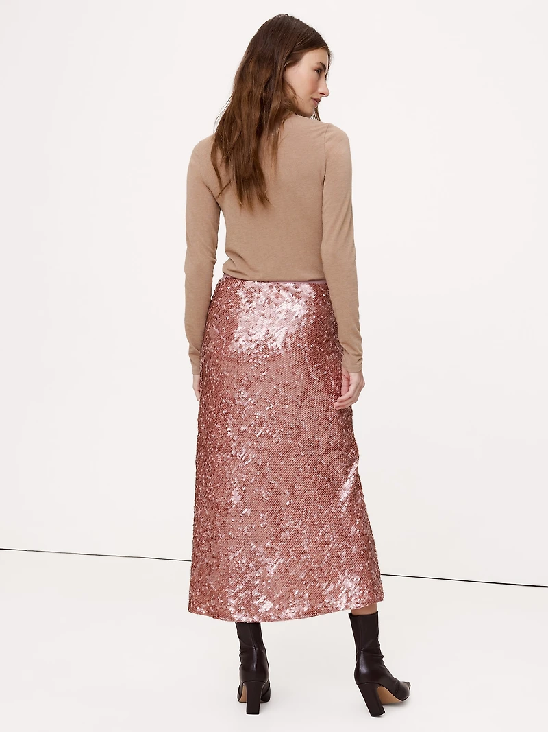 Bias-Cut Sequin Maxi Skirt