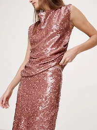Bias-Cut Sequin Maxi Skirt