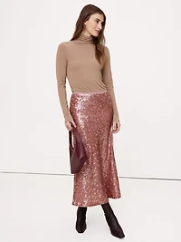Bias-Cut Sequin Maxi Skirt