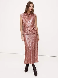 Bias-Cut Sequin Maxi Skirt