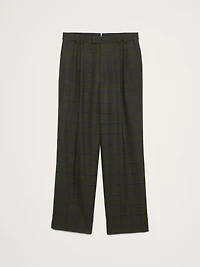 Straight Flannel Pleated Dress Pant
