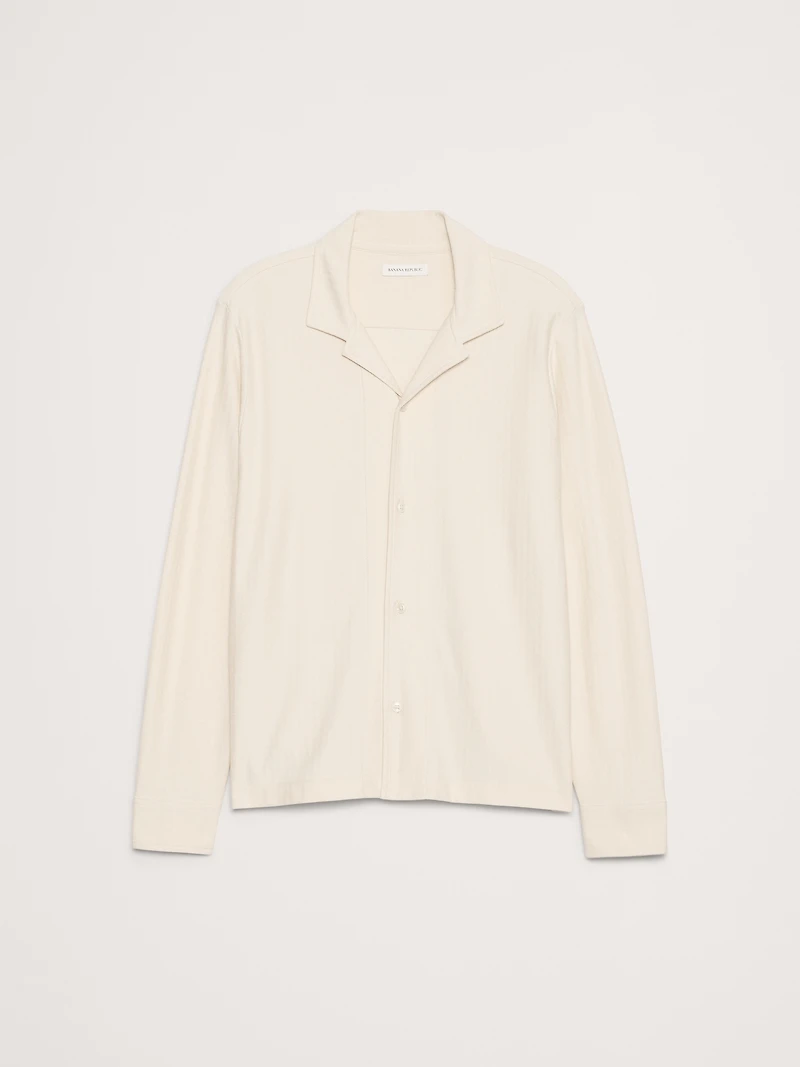Herringbone Cotton Long-Sleeve Resort Shirt