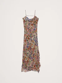 Georgette Cowl-Neck Maxi Dress