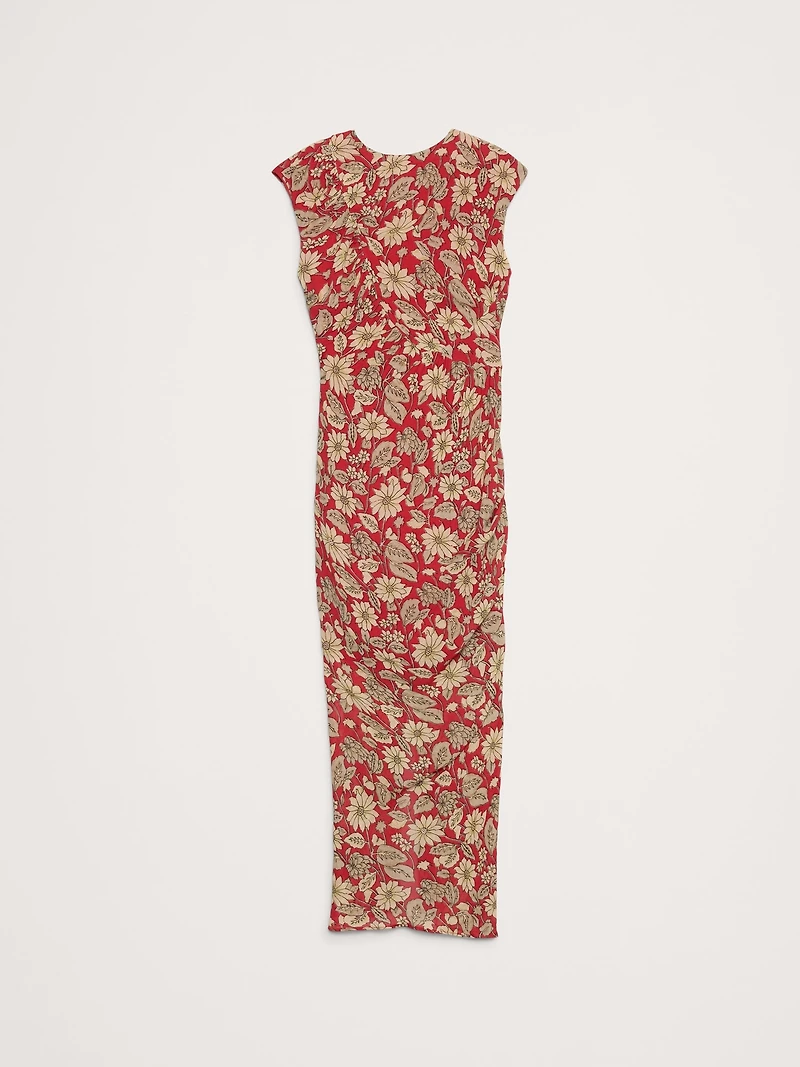 Asymmetrical Ruched Midi Dress